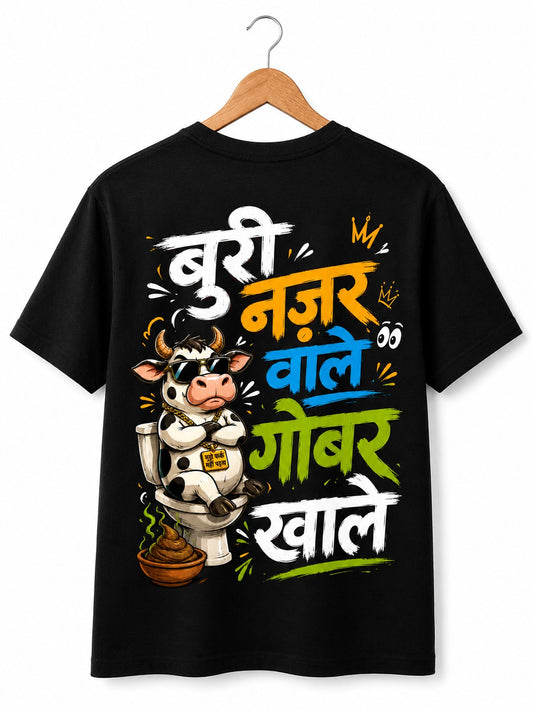 BURI NAJAR WALE QUIRKY BLACK CLASSIC FIT PREMIUM 100% COTTON T-SHIRT