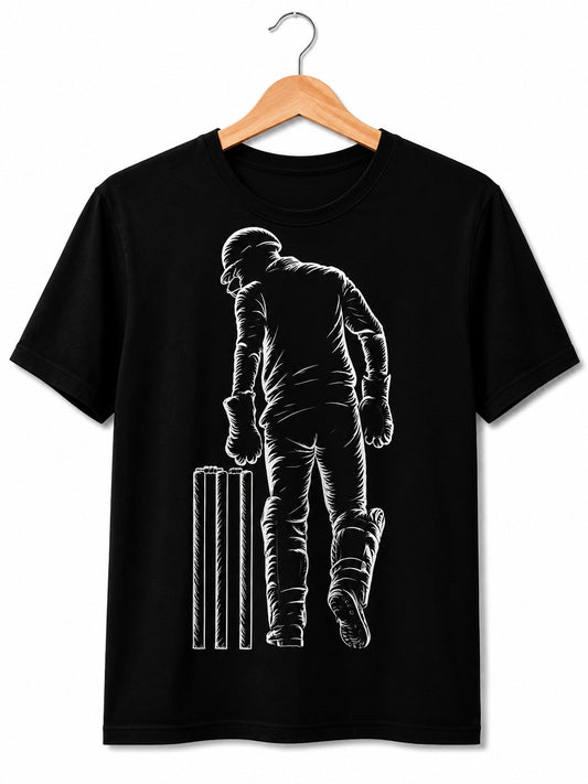 CRICKET WK SPORTS BLACK CLASSIC FIT PREMIUM 100% COTTON T-SHIRT