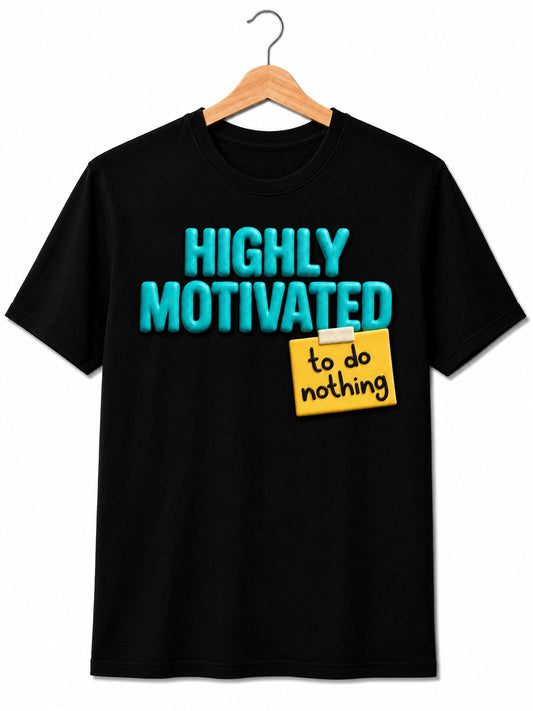 HIGHLY MOTIVATED BLACK CLASSIC FIT PREMIUM 100% COTTON T-SHIRT
