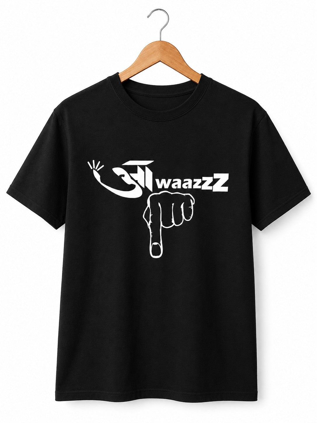 AAWAZ NEECHE QUIRKY BLACK CLASSIC FIT PREMIUM 100% COTTON T-SHIRT