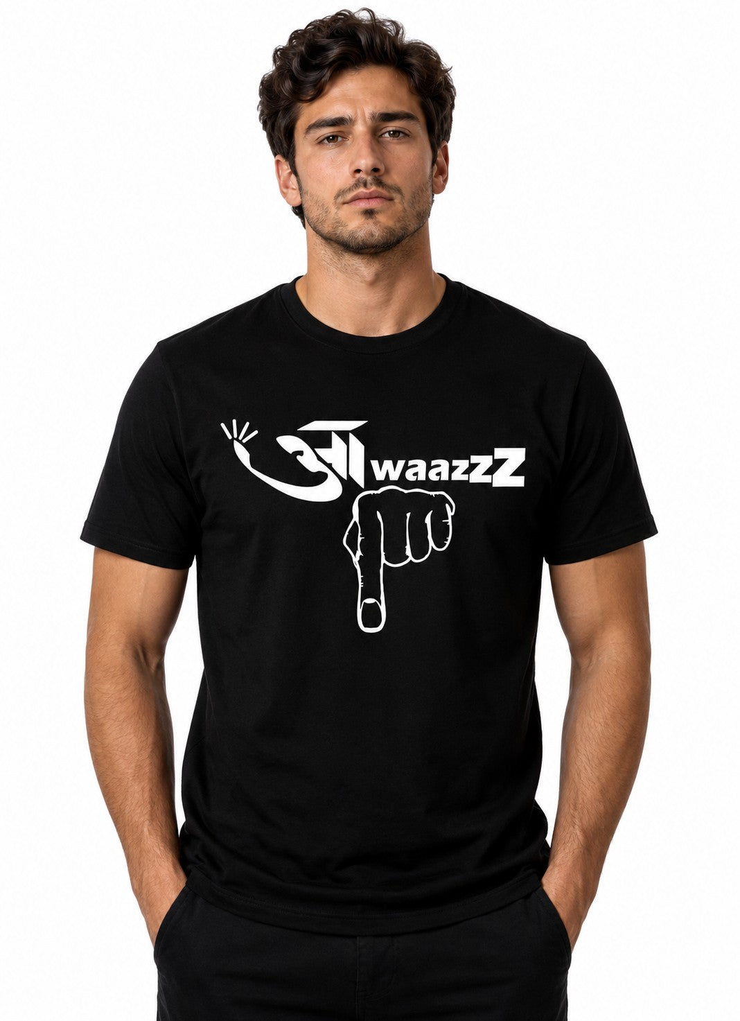 AAWAZ NEECHE QUIRKY BLACK CLASSIC FIT PREMIUM 100% COTTON T-SHIRT