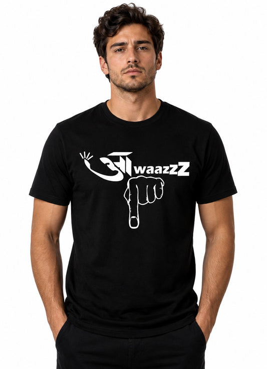 AAWAZ NEECHE QUIRKY BLACK CLASSIC FIT PREMIUM 100% COTTON T-SHIRT