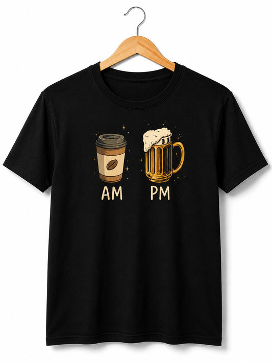 AM PM QUIRKY BLACK CLASSIC FIT PREMIUM 100% COTTON T-SHIRT