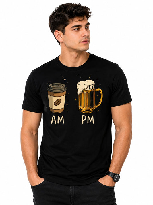 AM PM QUIRKY BLACK CLASSIC FIT PREMIUM 100% COTTON T-SHIRT