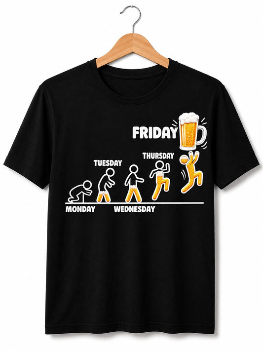 BEER FRIDAY QUIRKY BLACK CLASSIC FIT PREMIUM 100% COTTON T-SHIRT