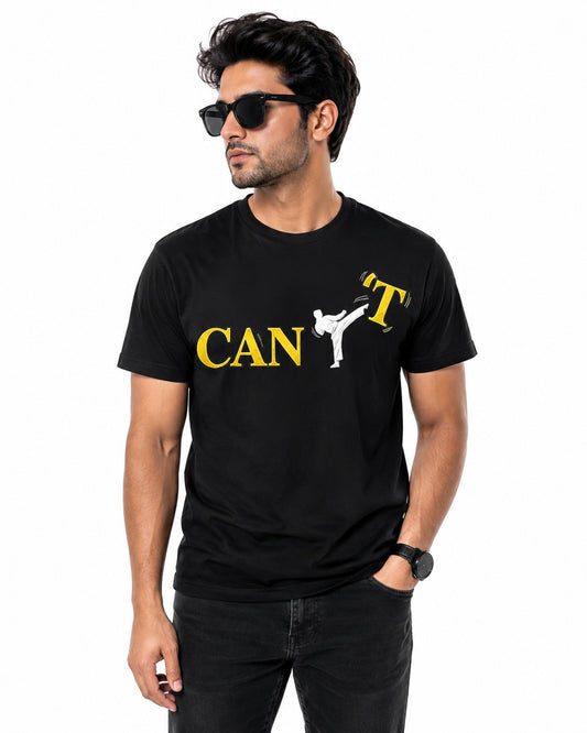 CAN T MOTIVATIONAL BLACK CLASSIC FIT PREMIUM 100% COTTON T-SHIRT