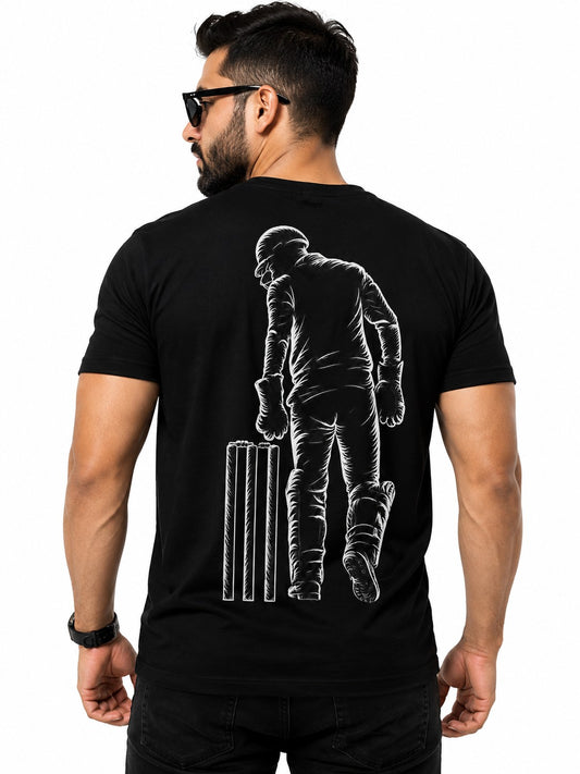 CRICKET WK SPORTS BLACK CLASSIC FIT PREMIUM 100% COTTON T-SHIRT
