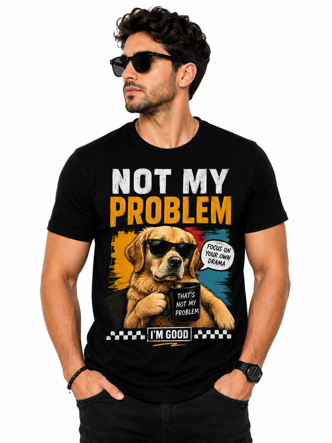 DRAMA LAB QUIRKY BLACK CLASSIC FIT PREMIUM 100% COTTON T-SHIRT