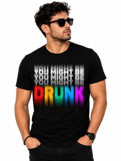 DRUNK QUIRKY BLACK CLASSIC FIT PREMIUM 100% COTTON T-SHIRT