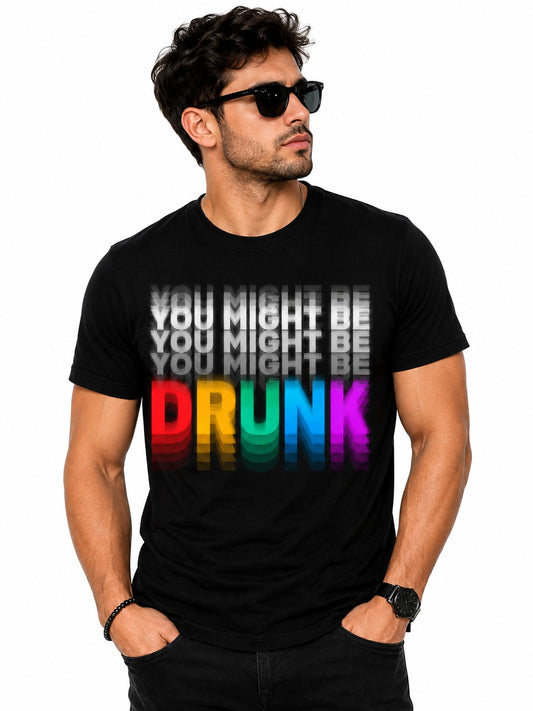 DRUNK QUIRKY BLACK CLASSIC FIT PREMIUM 100% COTTON T-SHIRT