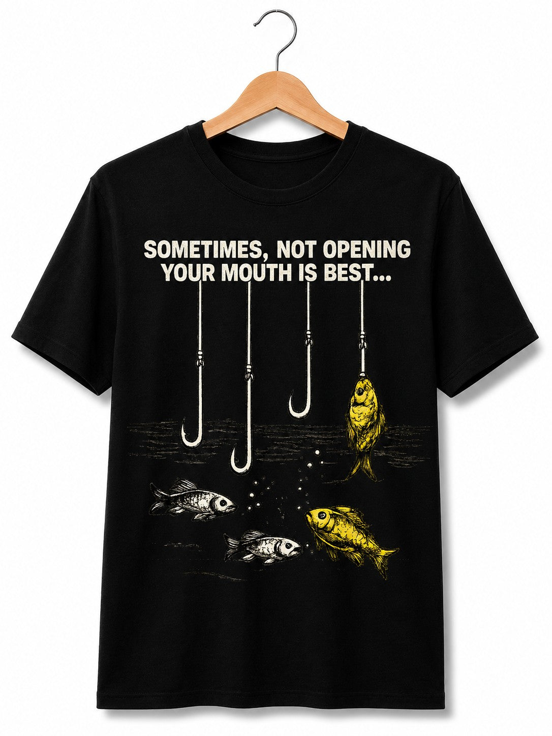 FISH MOUTH QUOTES BLACK CLASSIC FIT PREMIUM 100% COTTON T-SHIRT