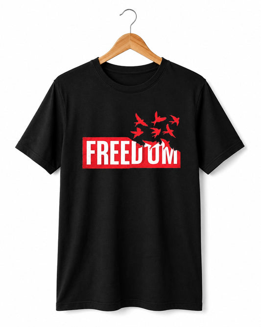 FREEDOM MOOD BLACK CLASSIC FIT PREMIUM 100% COTTON T-SHIRT