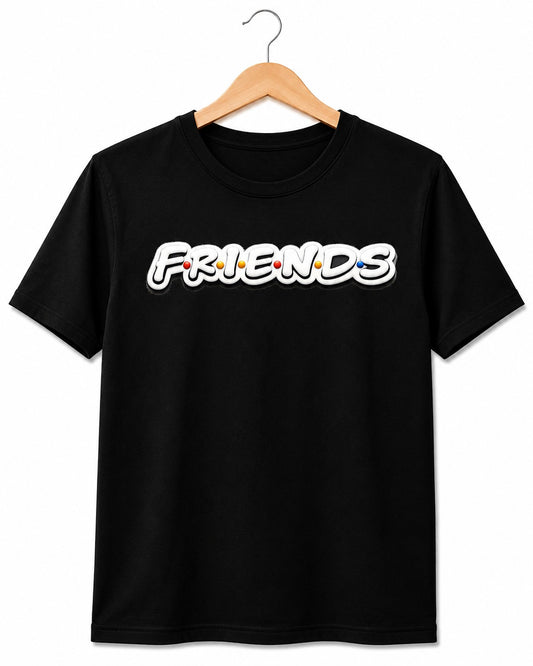 FRIENDS MOOD BLACK CLASSIC FIT PREMIUM 100% COTTON T-SHIRT