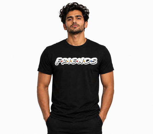 FRIENDS MOOD BLACK CLASSIC FIT PREMIUM 100% COTTON T-SHIRT