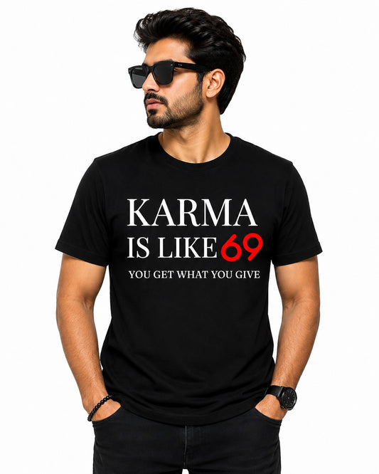 KARMA 69 BLACK CLASSIC FIT PREMIUM 100% COTTON T-SHIRT