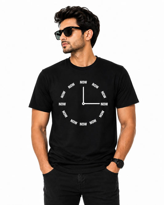 NOW MOOD MOTIVATIONAL BLACK CLASSIC FIT PREMIUM 100% COTTON T-SHIRT