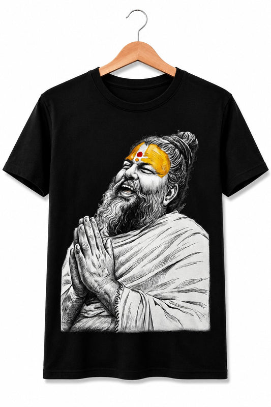 PREMANAND MAHARAJ SPIRITUAL BLACK CLASSIC FIT PREMIUM 100% COTTON T-SHIRT