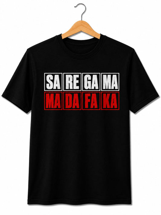 SA RE GA MA QUIRKY BLACK CLASSIC FIT PREMIUM 100% COTTON T-SHIRT