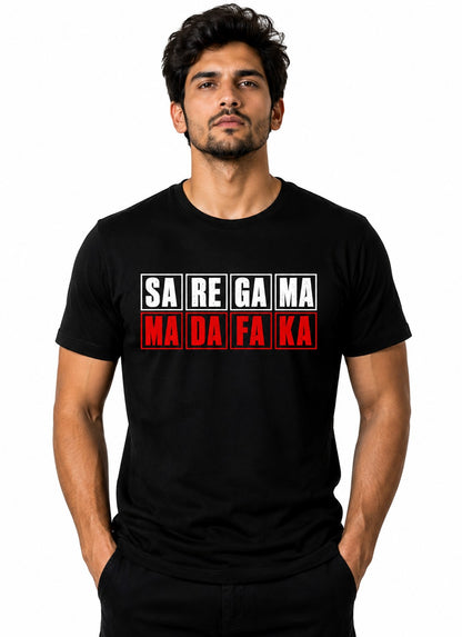 SA RE GA MA QUIRKY BLACK CLASSIC FIT PREMIUM 100% COTTON T-SHIRT
