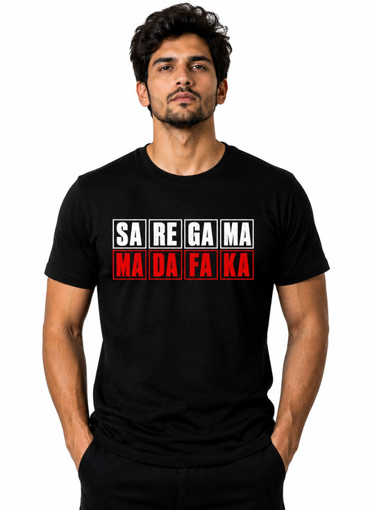 SA RE GA MA QUIRKY BLACK CLASSIC FIT PREMIUM 100% COTTON T-SHIRT