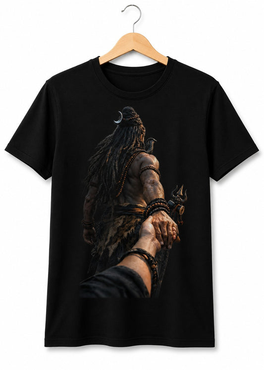 SHIV HAND HOLD SPIRITUAL BLACK CLASSIC FIT PREMIUM 100% COTTON T-SHIRT