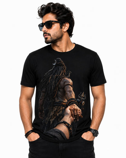 SHIV HAND HOLD SPIRITUAL BLACK CLASSIC FIT PREMIUM 100% COTTON T-SHIRT