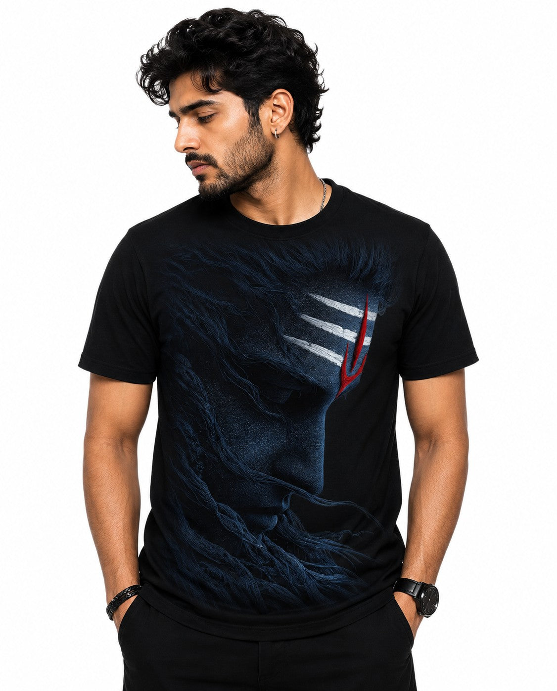 SHIV SPIRITUAL BLACK CLASSIC FIT PREMIUM 100% COTTON T-SHIRT