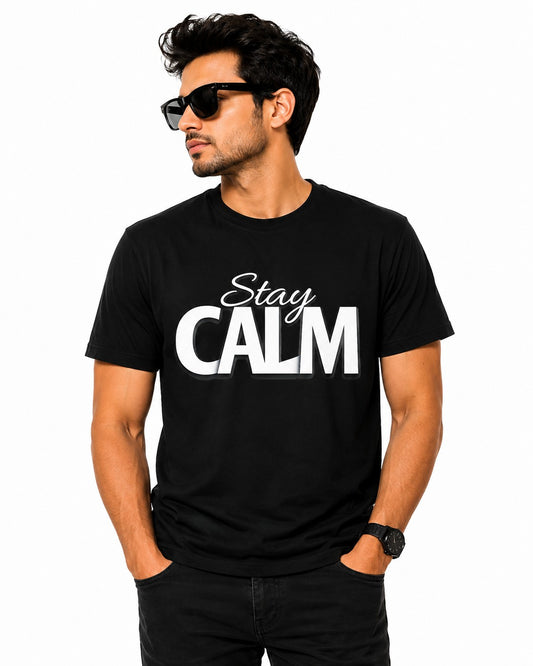 STAY CALM MOOD BLACK CLASSIC FIT PREMIUM 100% COTTON T-SHIRT