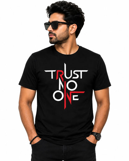 TRUST NO ONE MOOD BLACK CLASSIC FIT PREMIUM 100% COTTON T-SHIRT